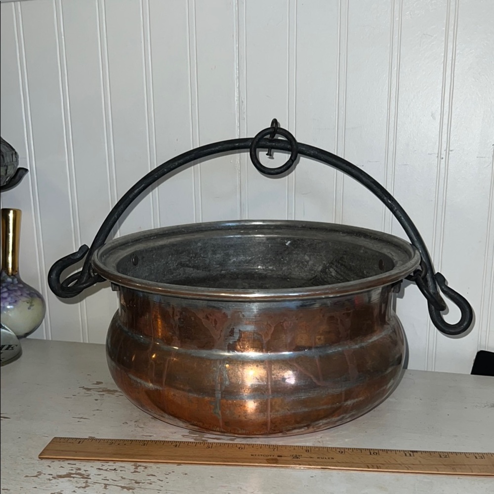 Copper and Black Cauldron Pot